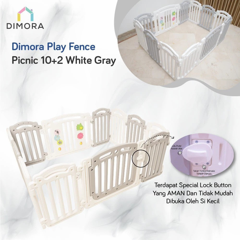 Dimora PICNIC - White & Gray Play Fence Pagar Pembatas Area Main Anak Bayi