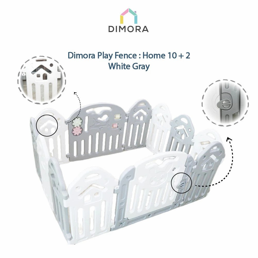 Dimora HOME - White & Gray Play Fence Pagar Pembatas Area Main Anak Bayi