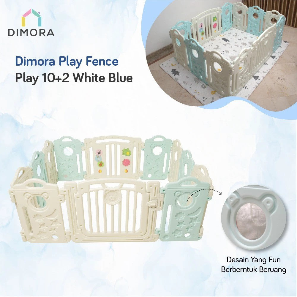 Dimora Play - White Blue Pagar Pembatas Area Main Anak Bayi