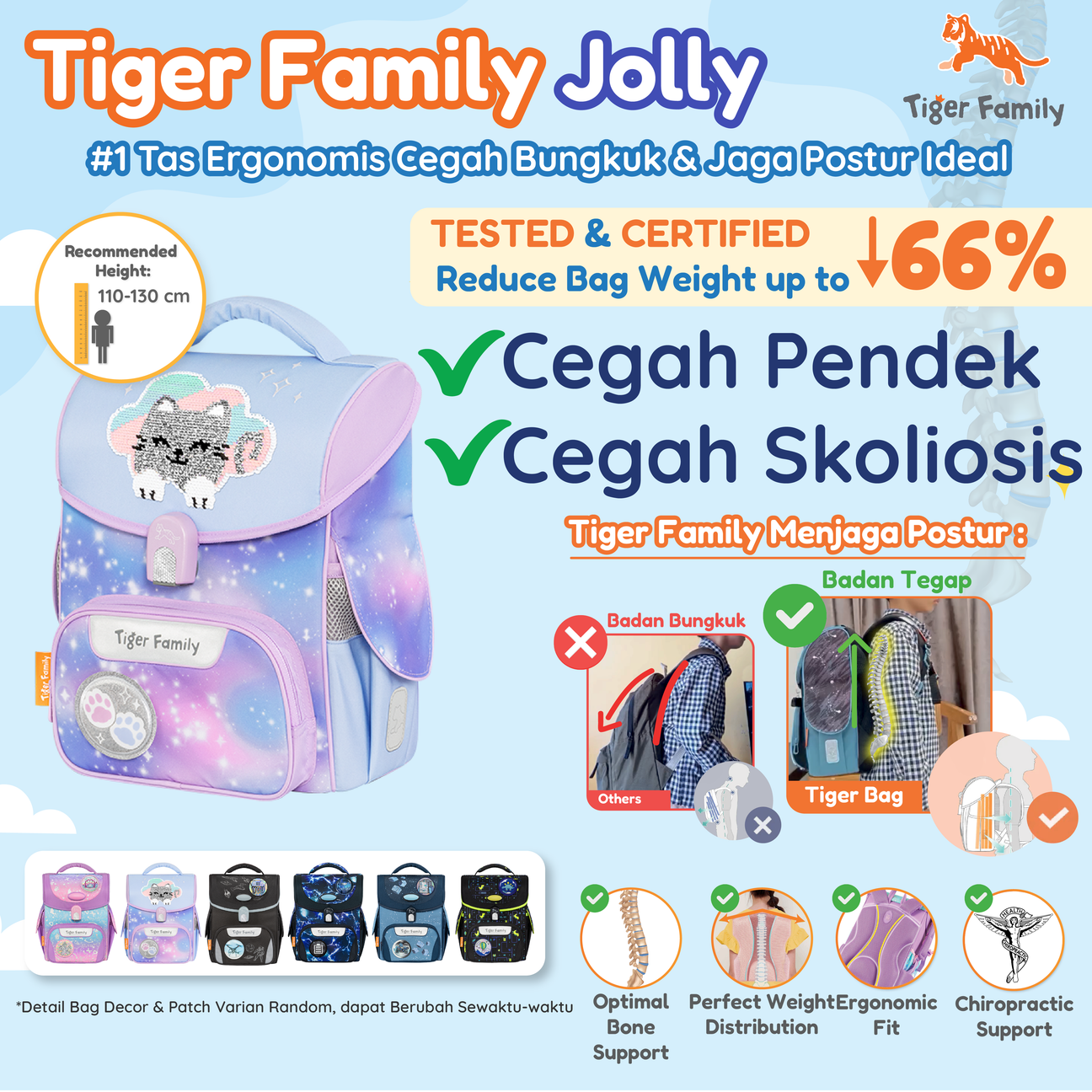 Tiger Family Ergonomic Bag - Jolly