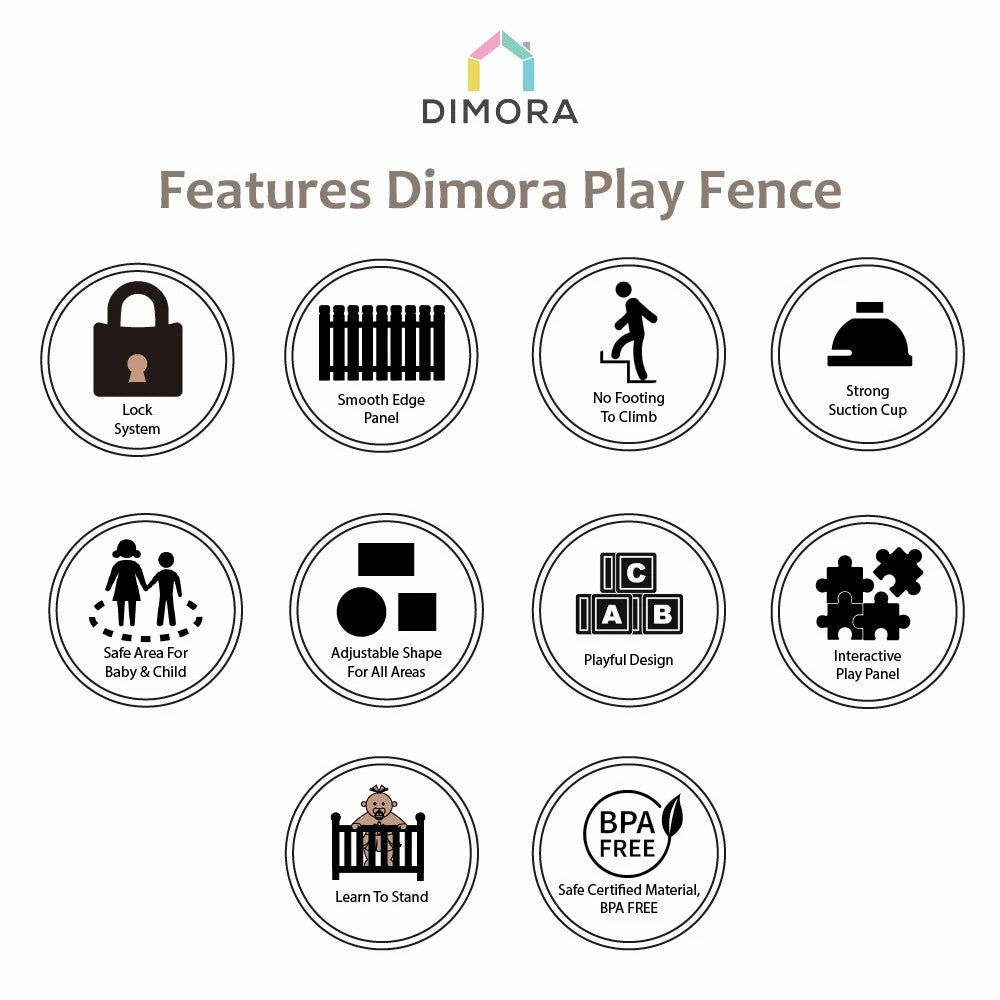 Dimora FAIRYTALE - White & Gray Play Fence Pagar Pembatas Area Main Anak Bayi