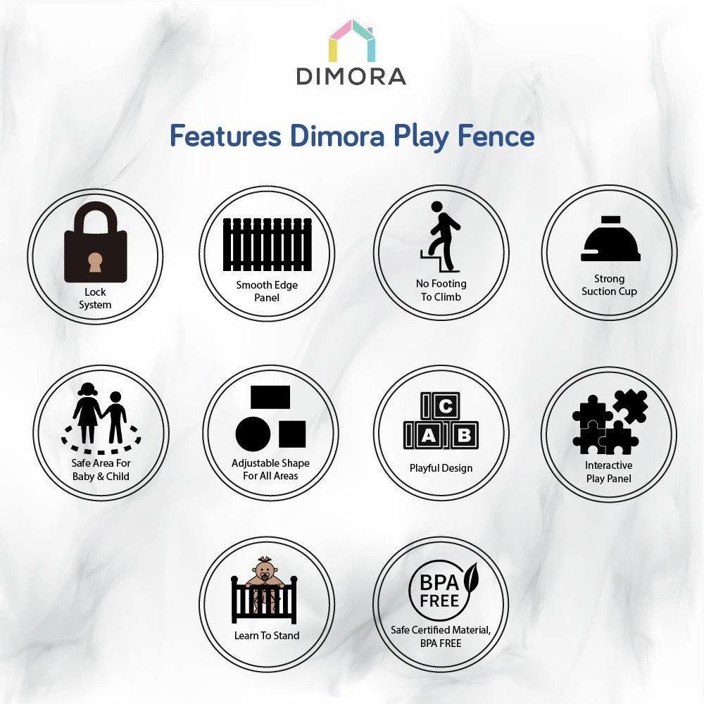 Dimora Play - White Blue Pagar Pembatas Area Main Anak Bayi