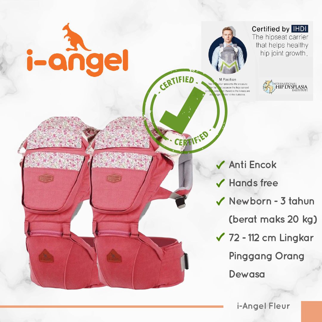 i-Angel Fleur Pink – Gendongan Bayi Hipseat Depan