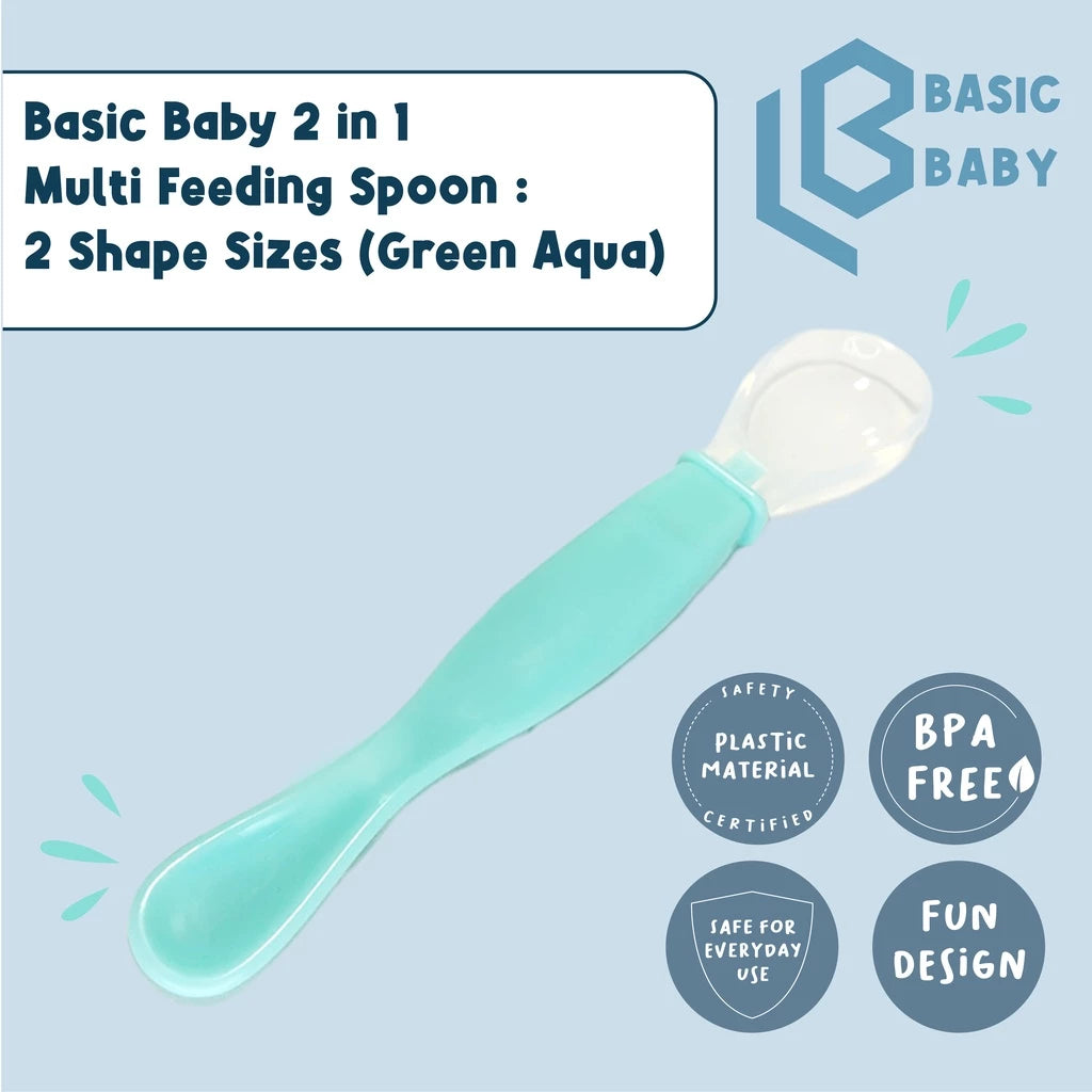 Basic Baby 2 in 1 Multi Feeding Spoon : 2 Shape Sizes - Gray - Sendok Makan Bayi MPASI Silikon