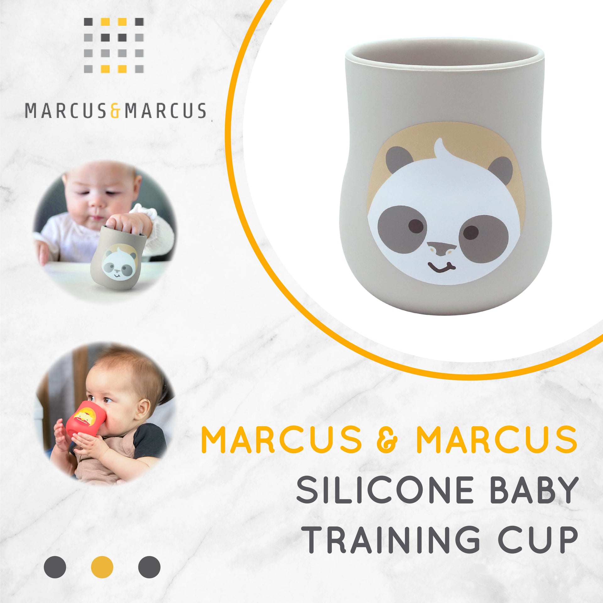 Marcus & Marcus Baby Training Cup 4oz - Gelas Minum MPASI Silikon Anak Bayi | BPA FREE