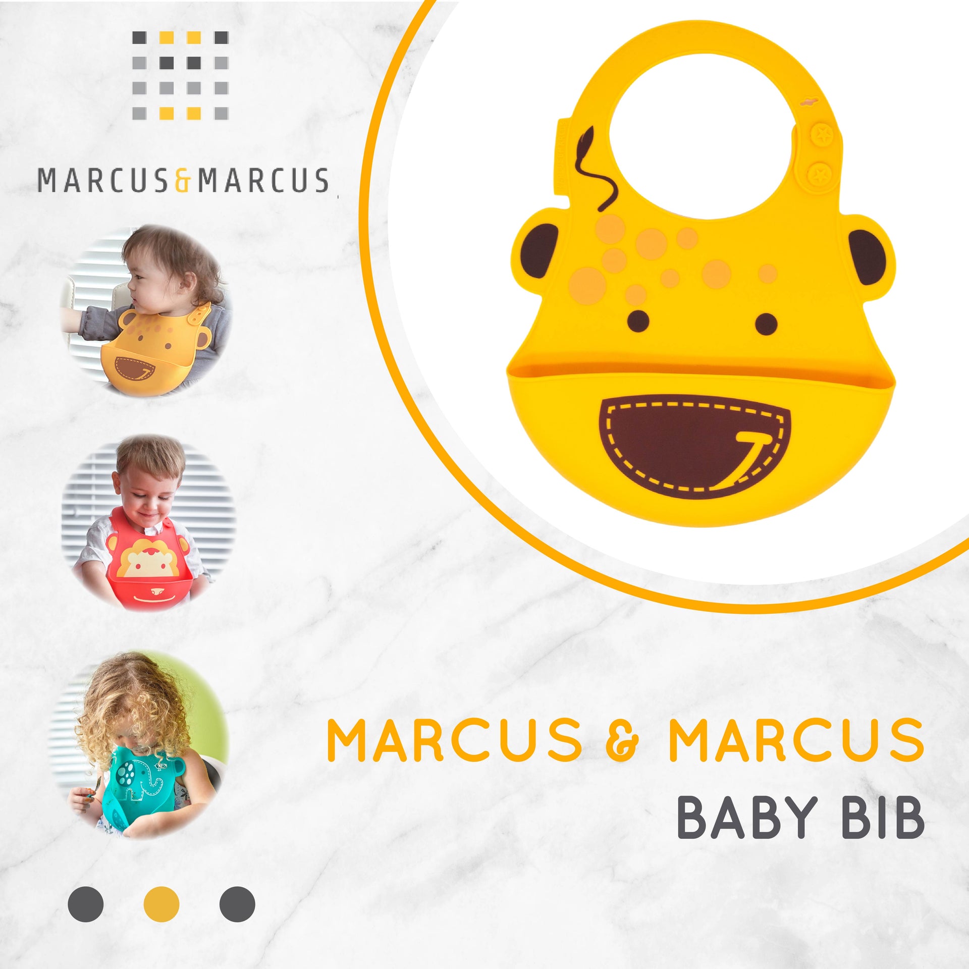 Marcus & Marcus Baby Bib - Celemek MPASI Bayi Slabber Silikon