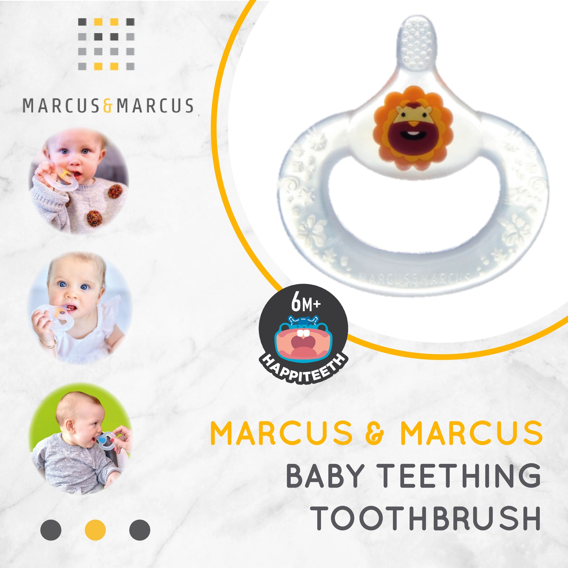 Marcus & Marcus Baby Teething Toothbrush - Sikat Gigi Gusi Gigitan Teether Bayi (3 Bulan) | BPA FREE