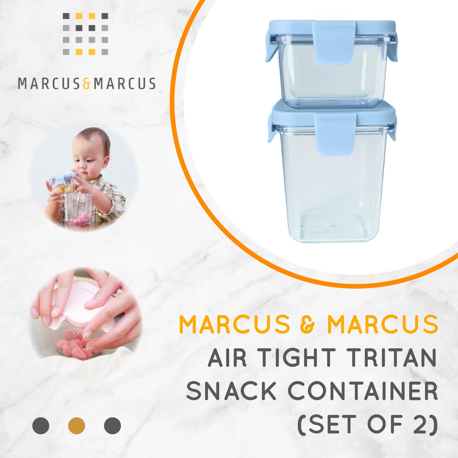 Marcus & Marcus Air Tight Tritan Snack Container - Wadah Penyimpanan MPASI Snack Food Container | BPA FREE