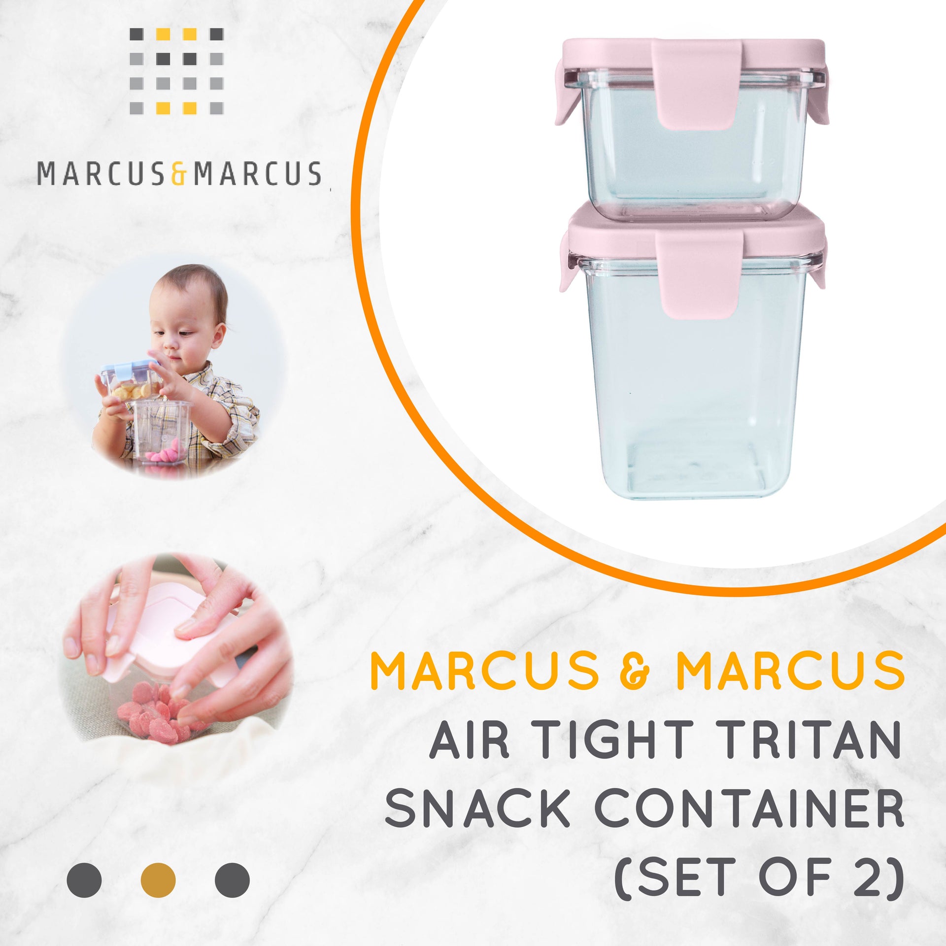 Marcus & Marcus Air Tight Tritan Snack Container - Wadah Penyimpanan MPASI Snack Food Container | BPA FREE