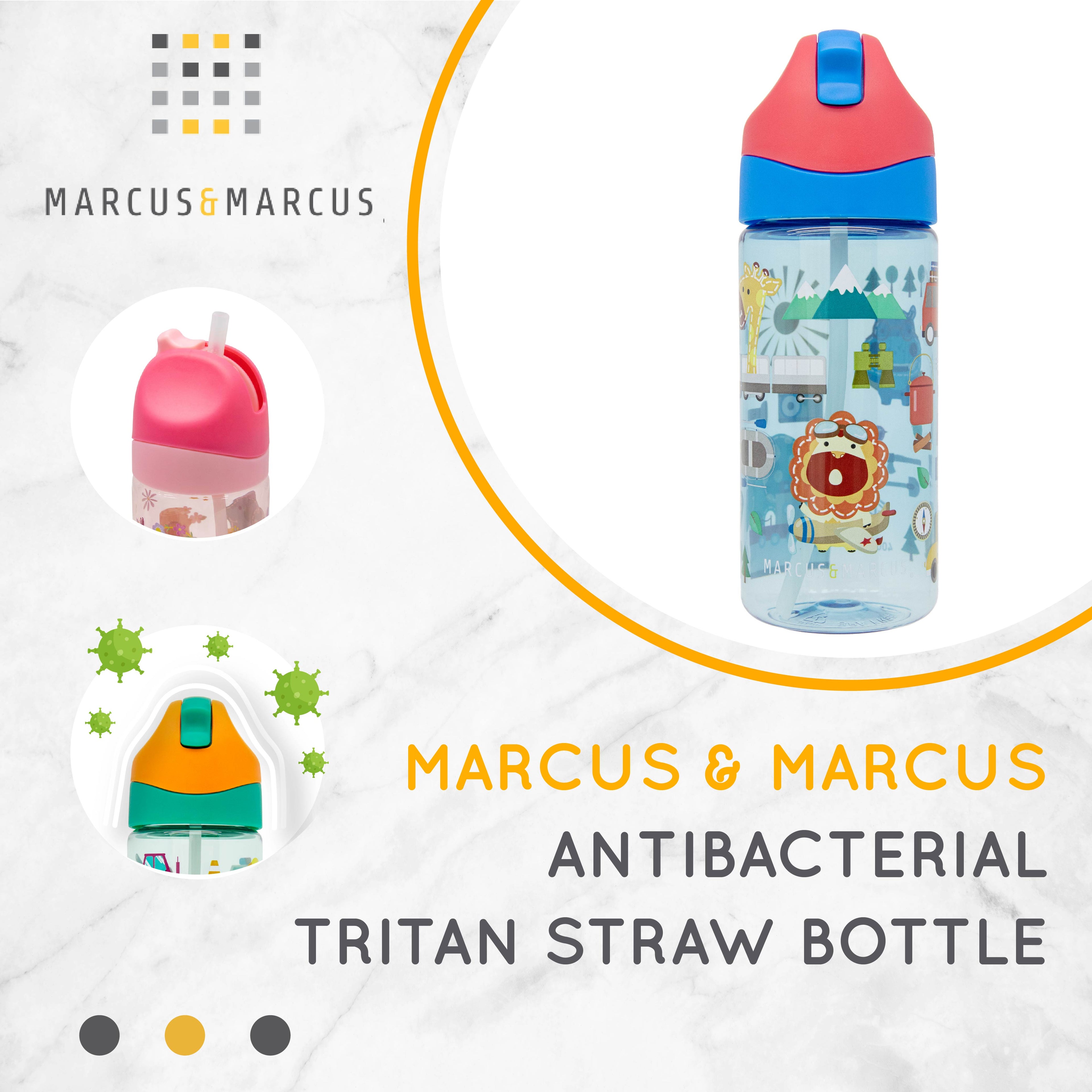 Marcus & Marcus Antibacterial Tritan Straw Bottle