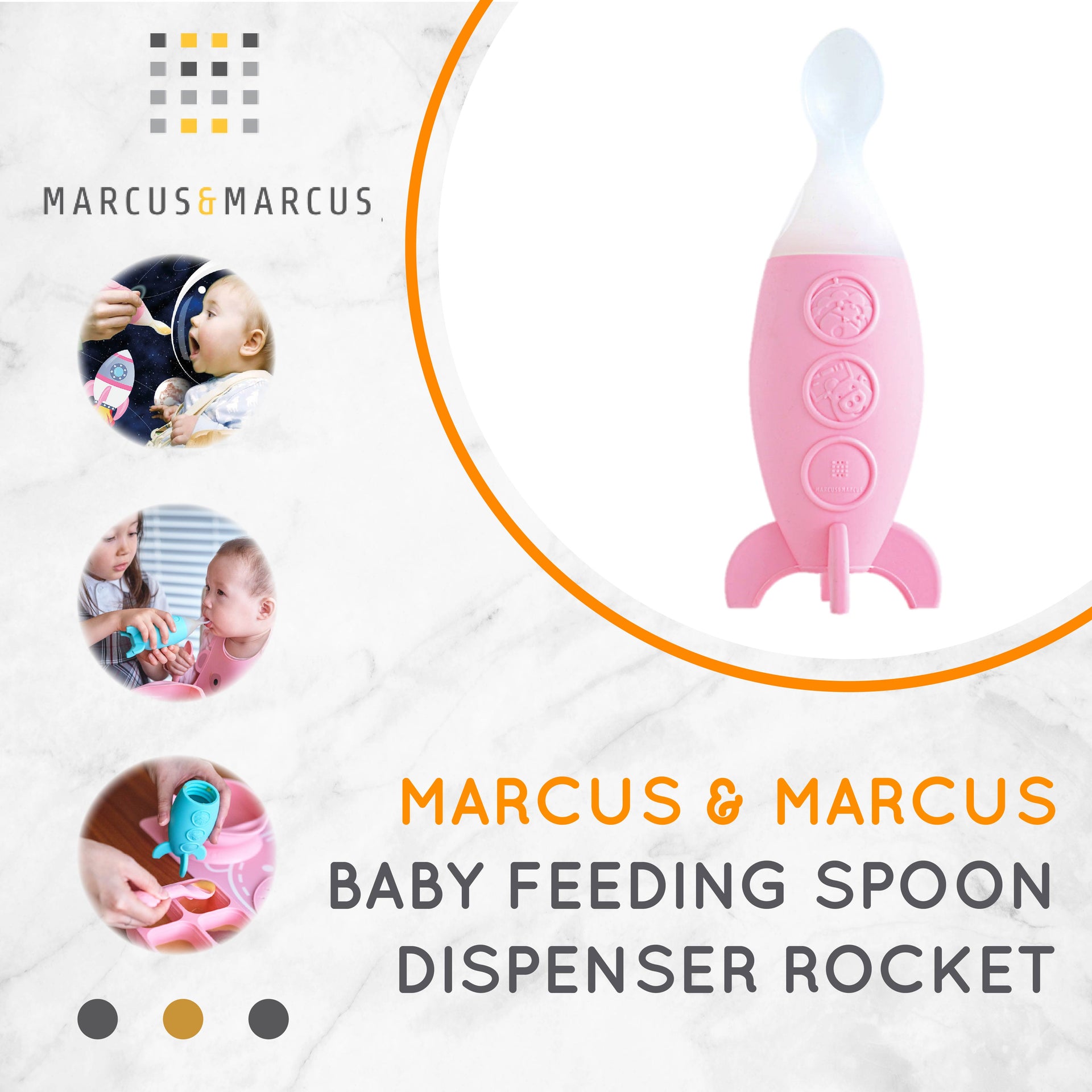 Marcus & Marcus (With Lid) Baby Feeding Spoon Dispenser Rocket