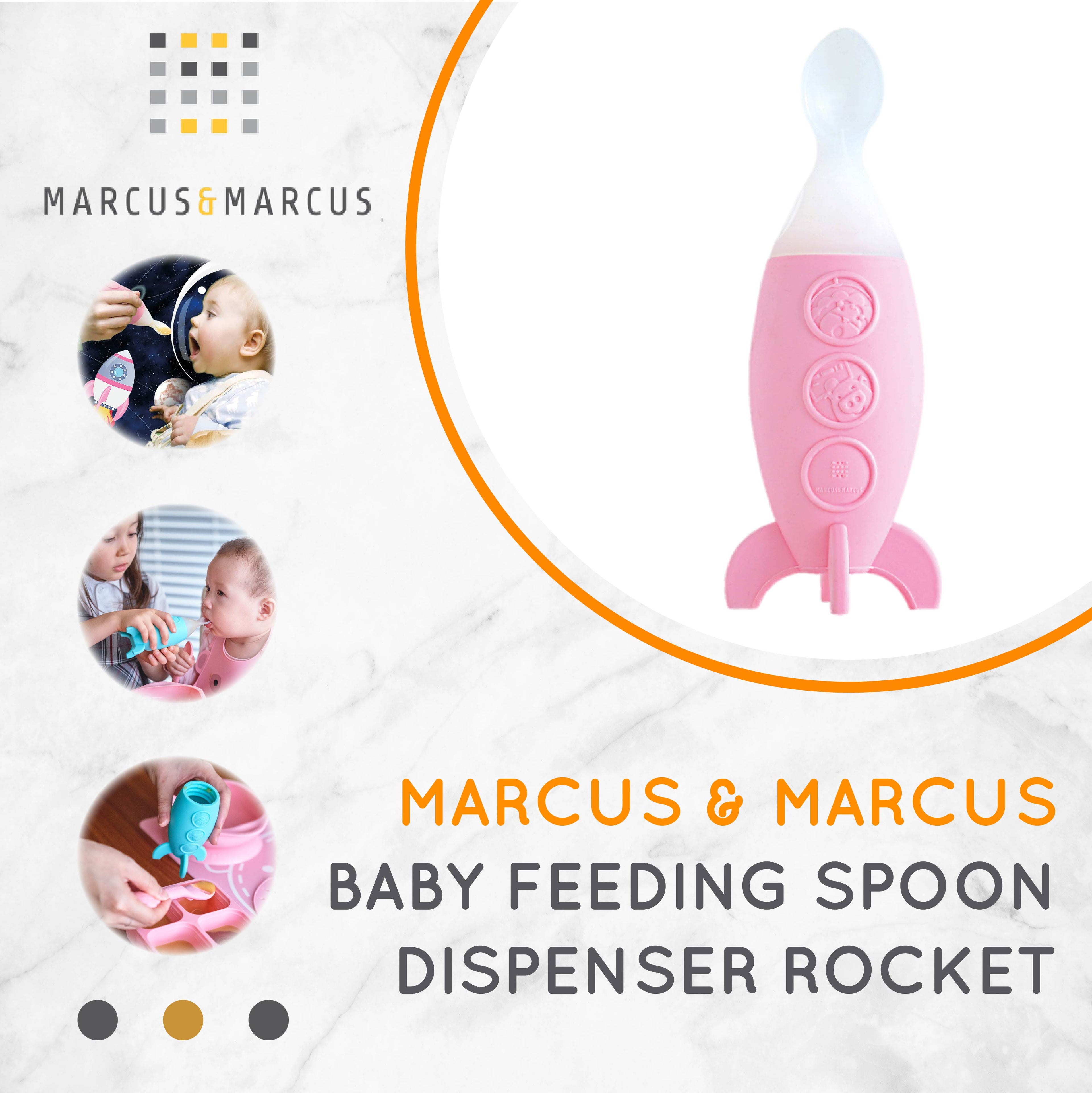 Marcus & Marcus (With Lid) Baby Feeding Spoon Dispenser Rocket