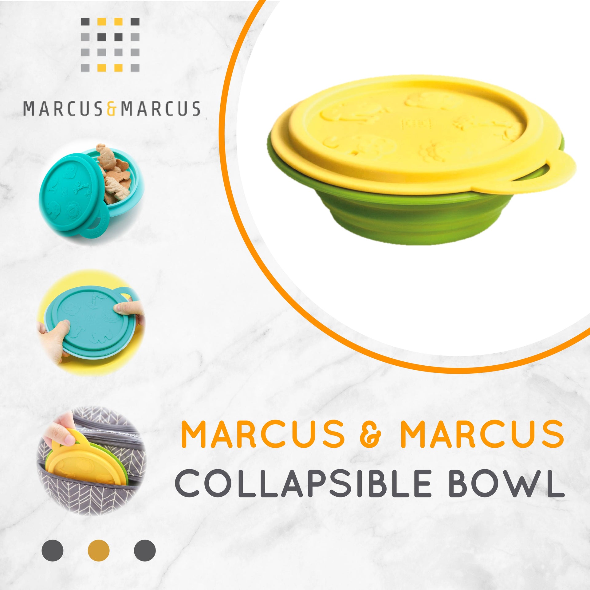 Marcus & Marcus Collapsible Bowl - Mangkuk Makan Snack Lipat Travel Anak Silikon | BPA FREE
