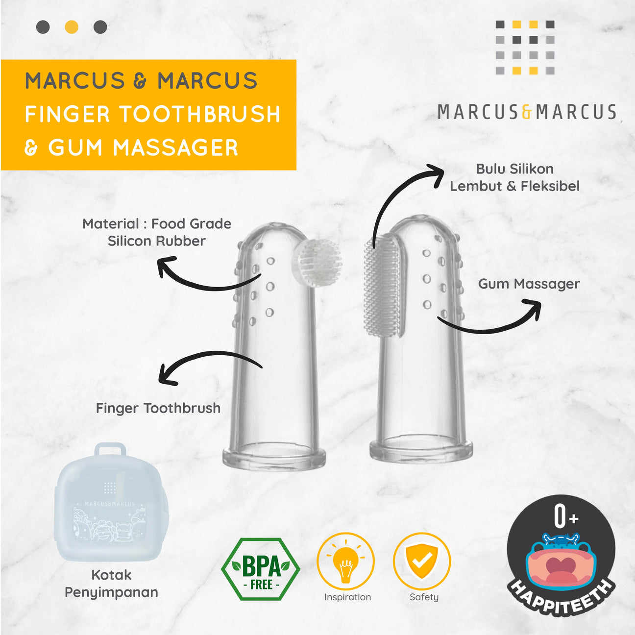 Marcus & Marcus Finger Toothbrush & Gum Massager Set - Sikat Gigi Gusi Lidah Bayi