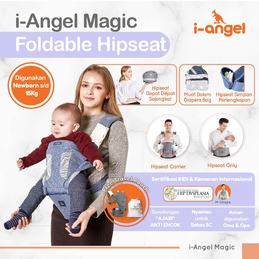 i-Angel Magic with Hood  - Gendongan Bayi M-Shape | Anti Pegal | Hipseat Depan