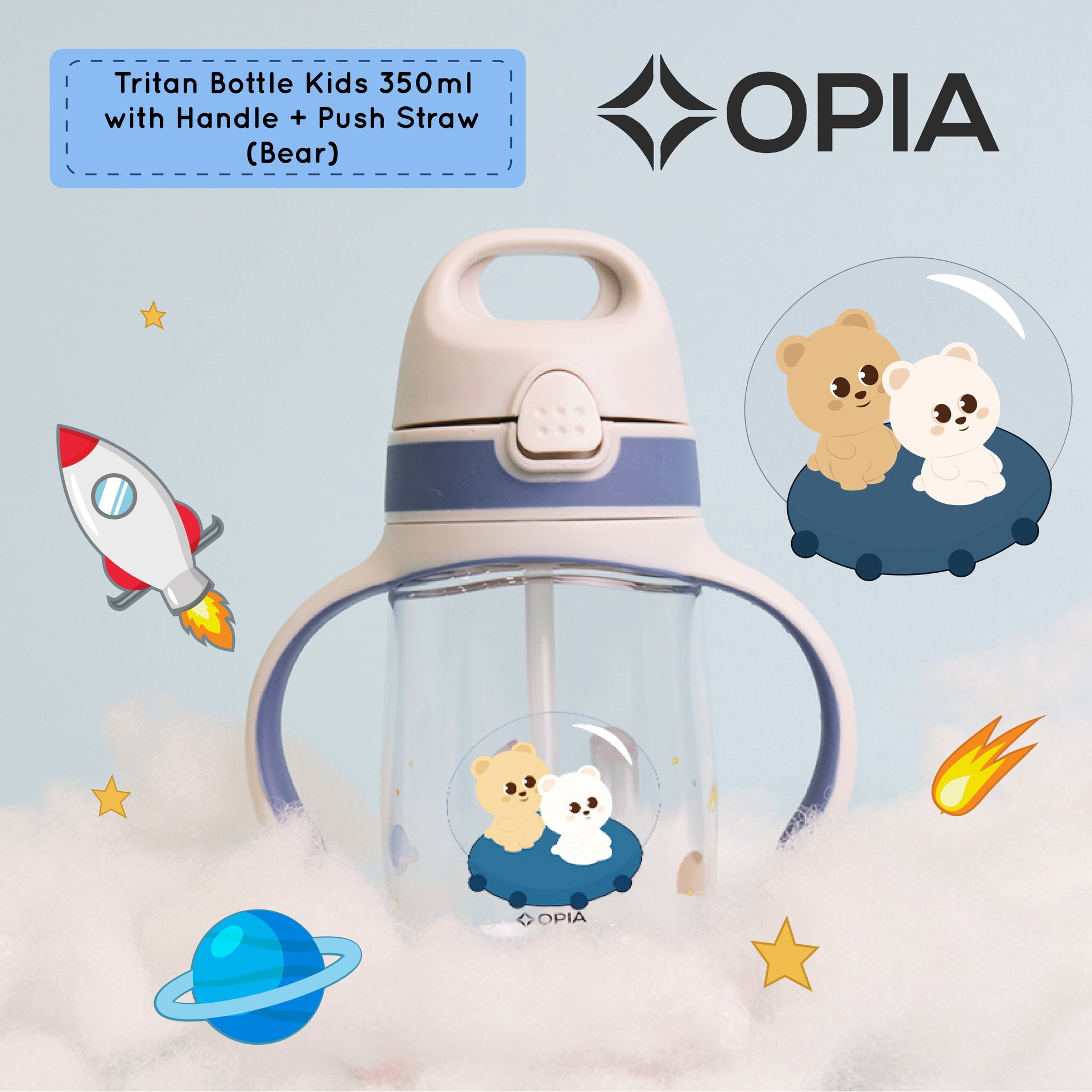 OPIA Tritan Bottle Kids 350ml – Botol Minum Anak Sekolah MPASI Sedotan Silicone