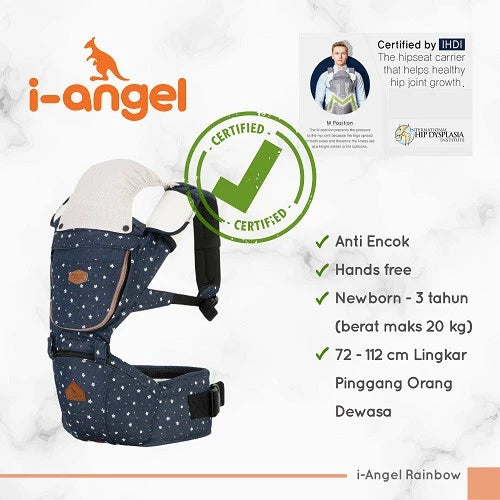 i-Angel Rainbow – Gendongan Bayi M-Shape | Anti Pegal | SSC Hipseat Depan