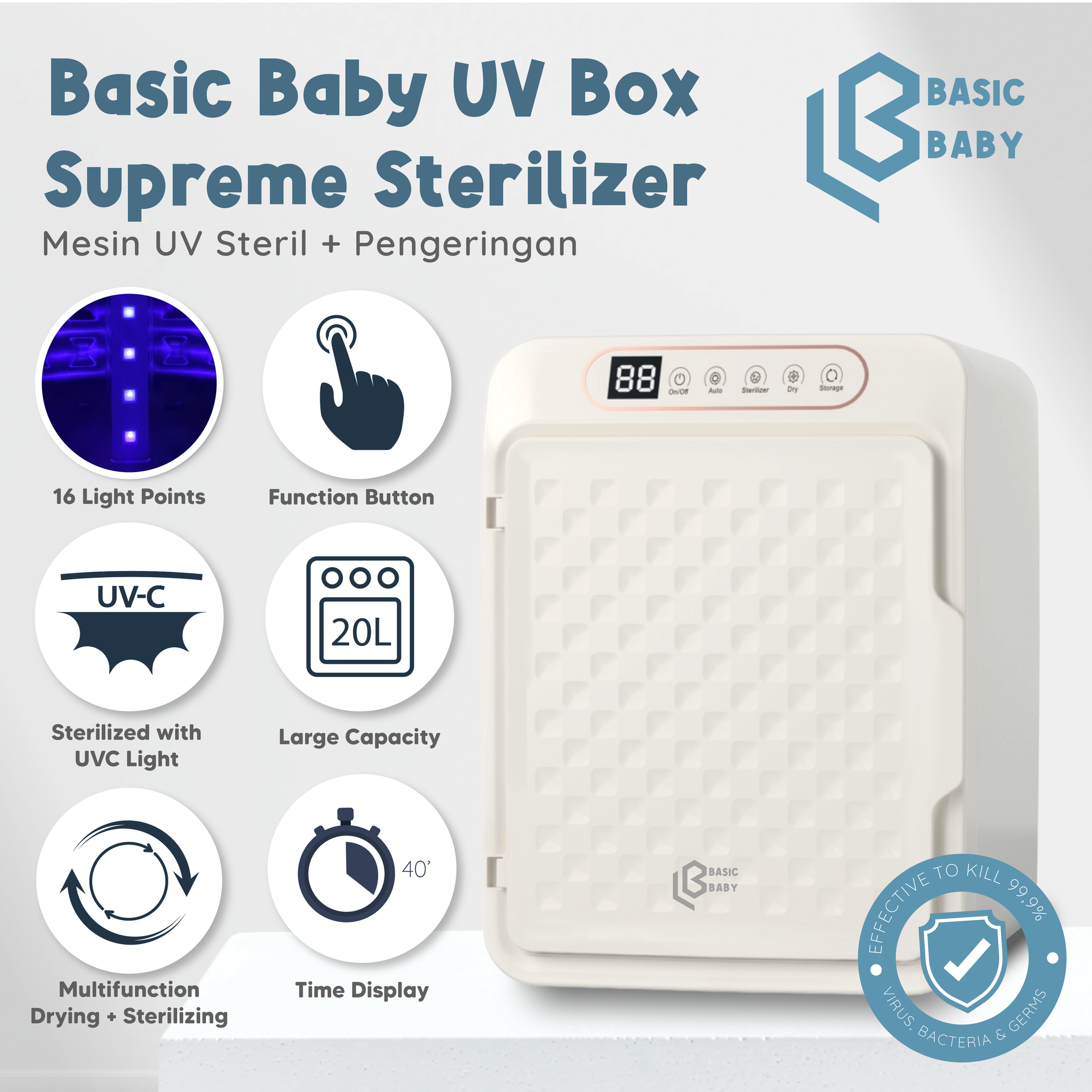 Basic Baby UV Box Supreme Sterilizer & Dryer – Alat UV Steril Murah Botol Bayi & Perlengkapan Bayi