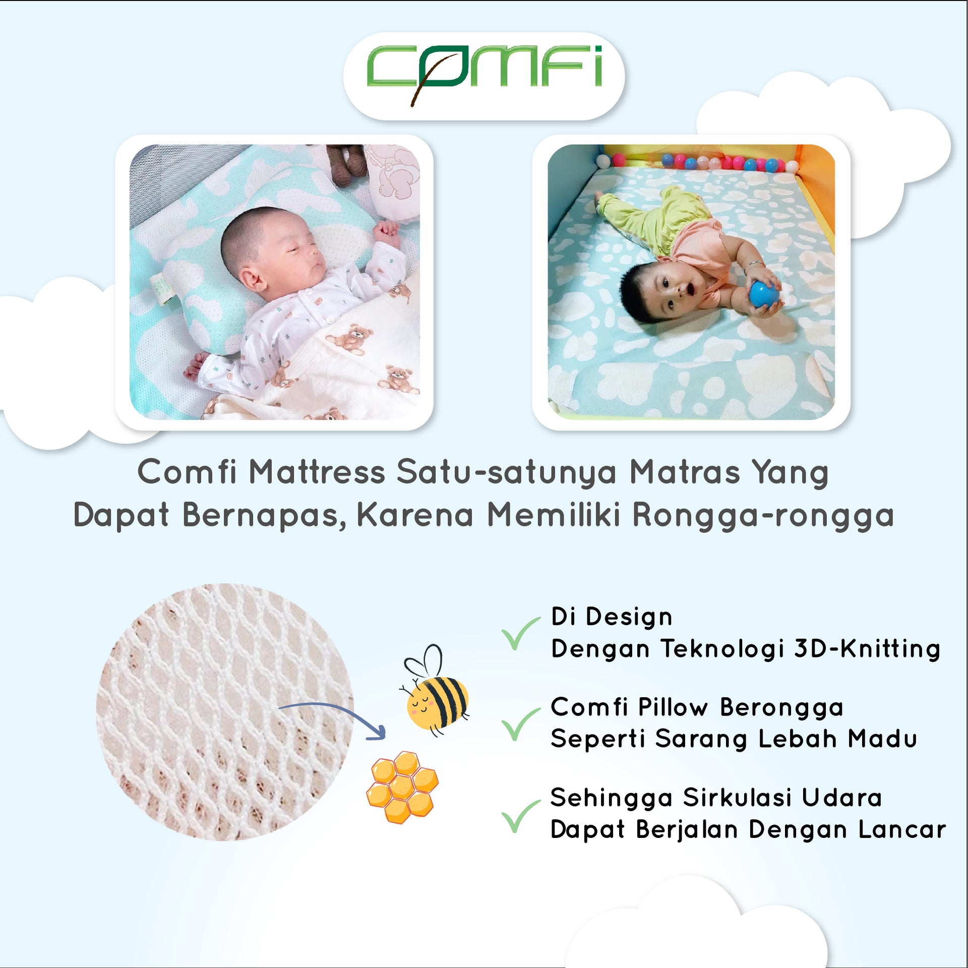 Comfi Breathing Mattress 97cm x 140cm x 2cm – Comfi Matras Bayi