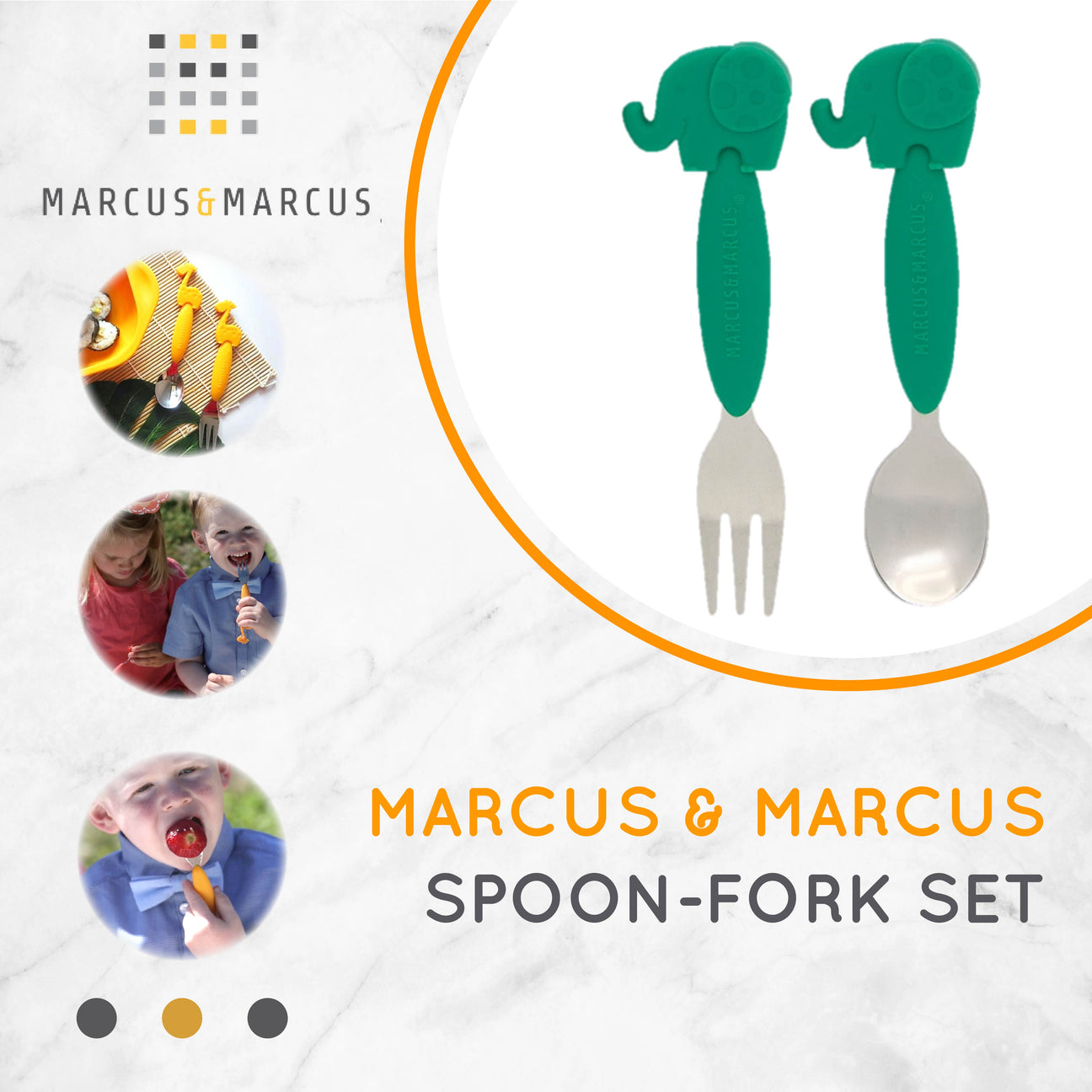 Marcus & Marcus Spoon & Fork Set - Sendok Garpu Set Anak Balita Makan MPASI (3+ Tahun) | BPA FREE