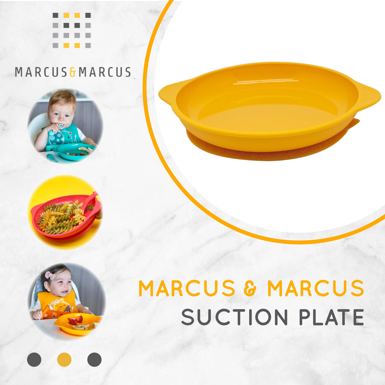 Marcus & Marcus Suction Plate - Piring Makan MPASI Anak Bayi Suction Silikon Anti Tumpah | BPA FREE