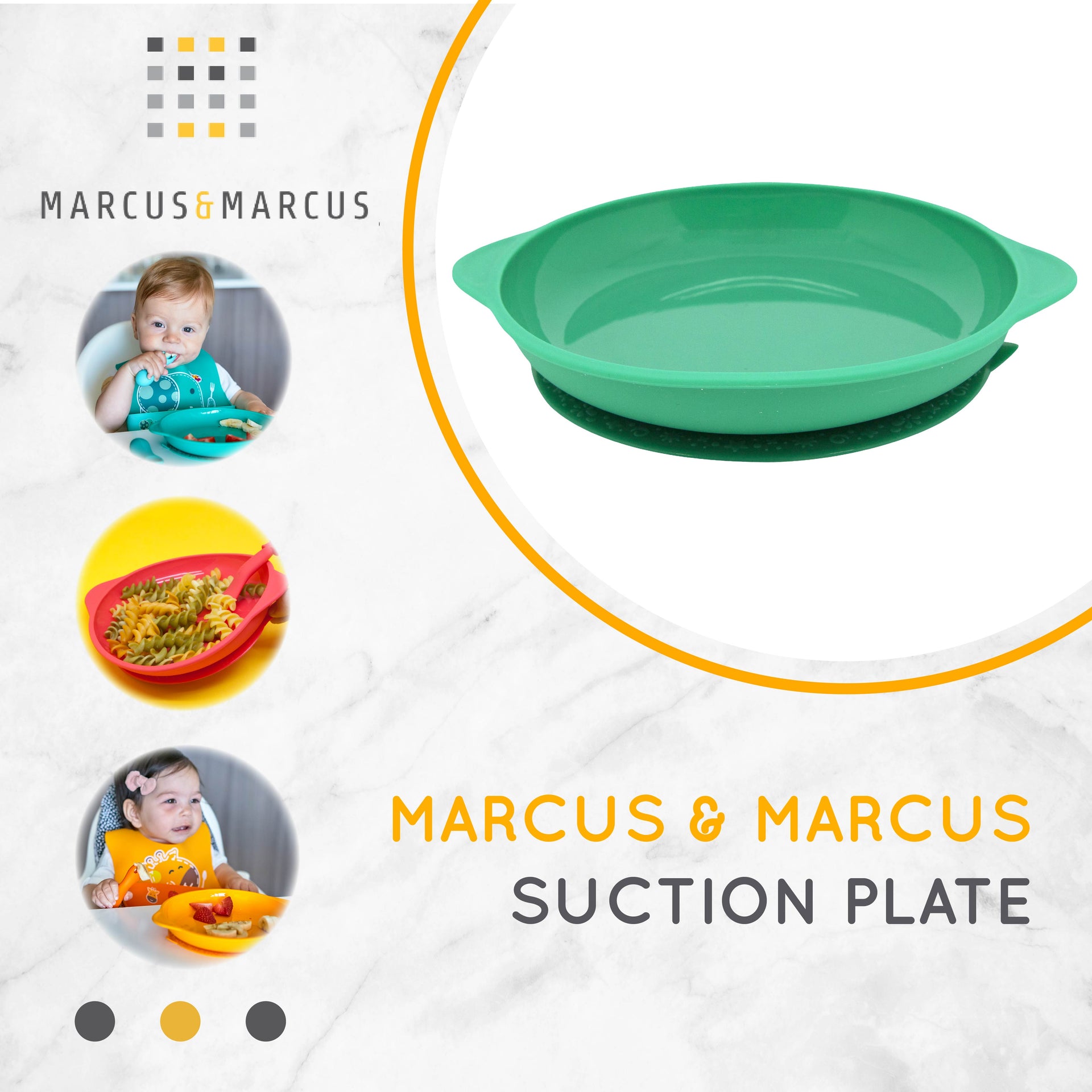 Marcus & Marcus Suction Plate - Piring Makan MPASI Anak Bayi Suction Silikon Anti Tumpah | BPA FREE