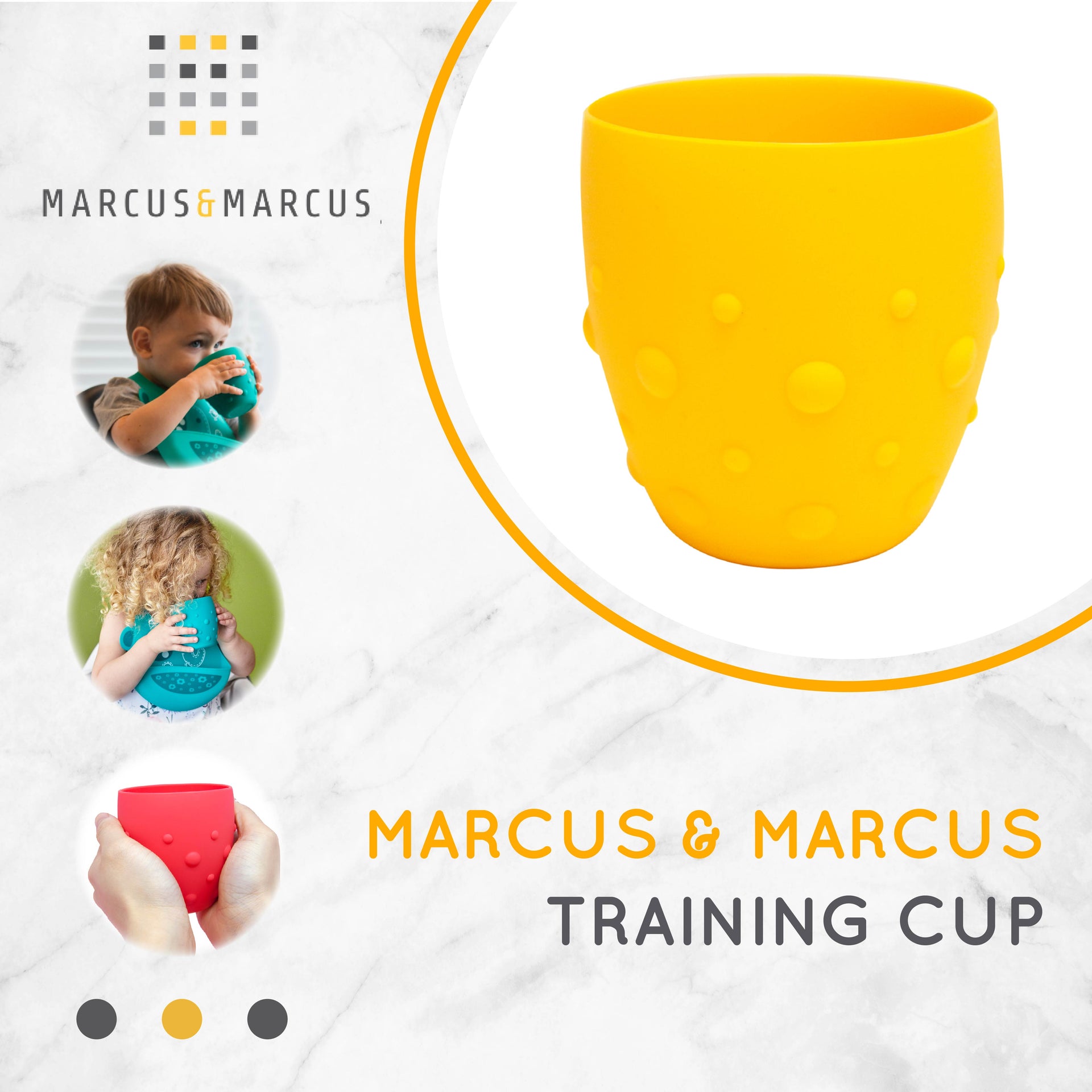 Marcus & Marcus Training Cup - Gelas Minum MPASI Silikon Anak Gelas Sikat Gigi | BPA FREE