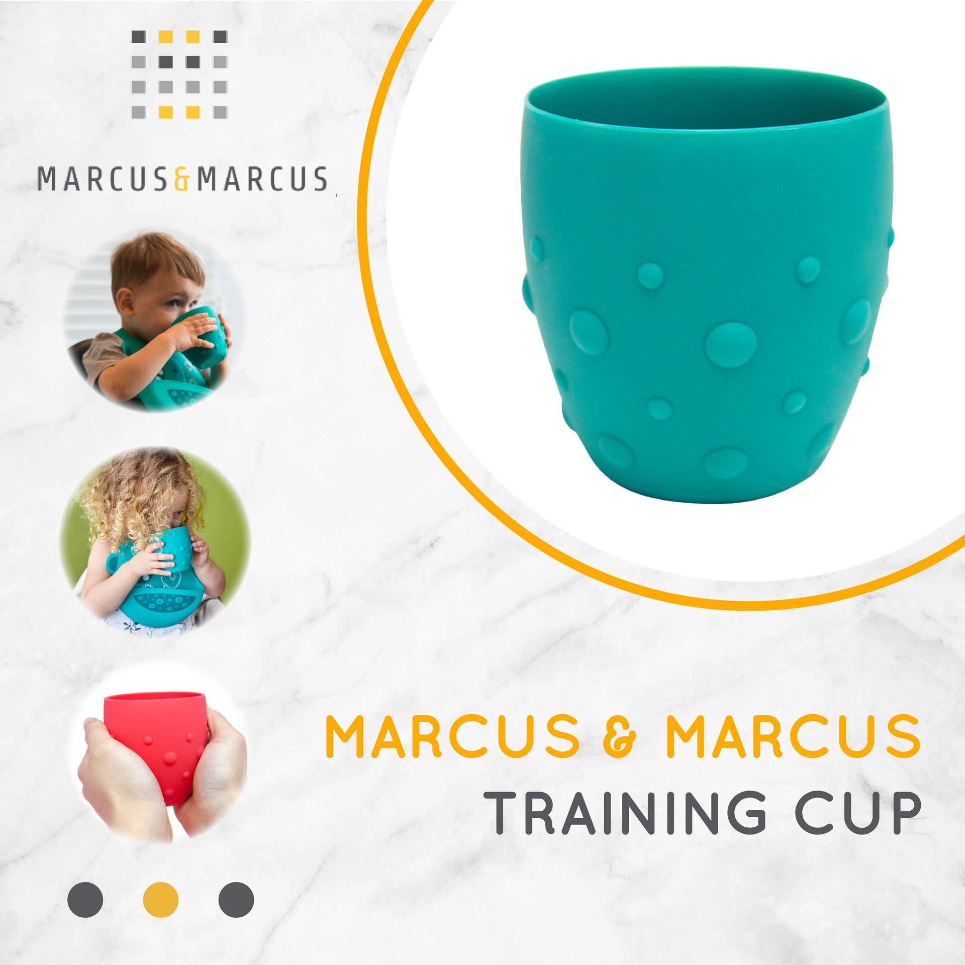 Marcus & Marcus Training Cup - Gelas Minum MPASI Silikon Anak Gelas Sikat Gigi | BPA FREE