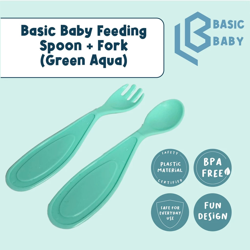 Basic Baby Feeding Spoon + Fork - Sendok Garpu Makan Bayi MPASI Set