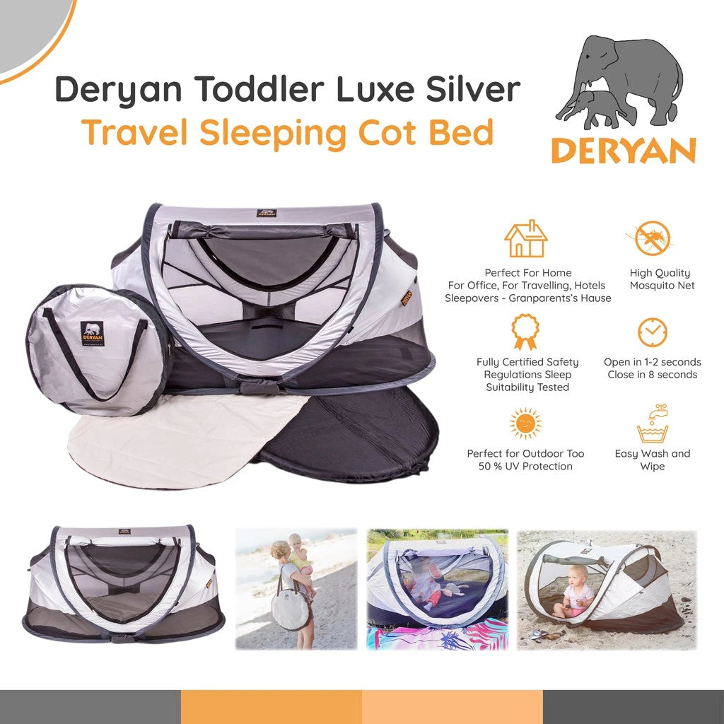 Deryan Tenda Dan Tempat Tidur Portabel Anak – Toddler Luxe Silver