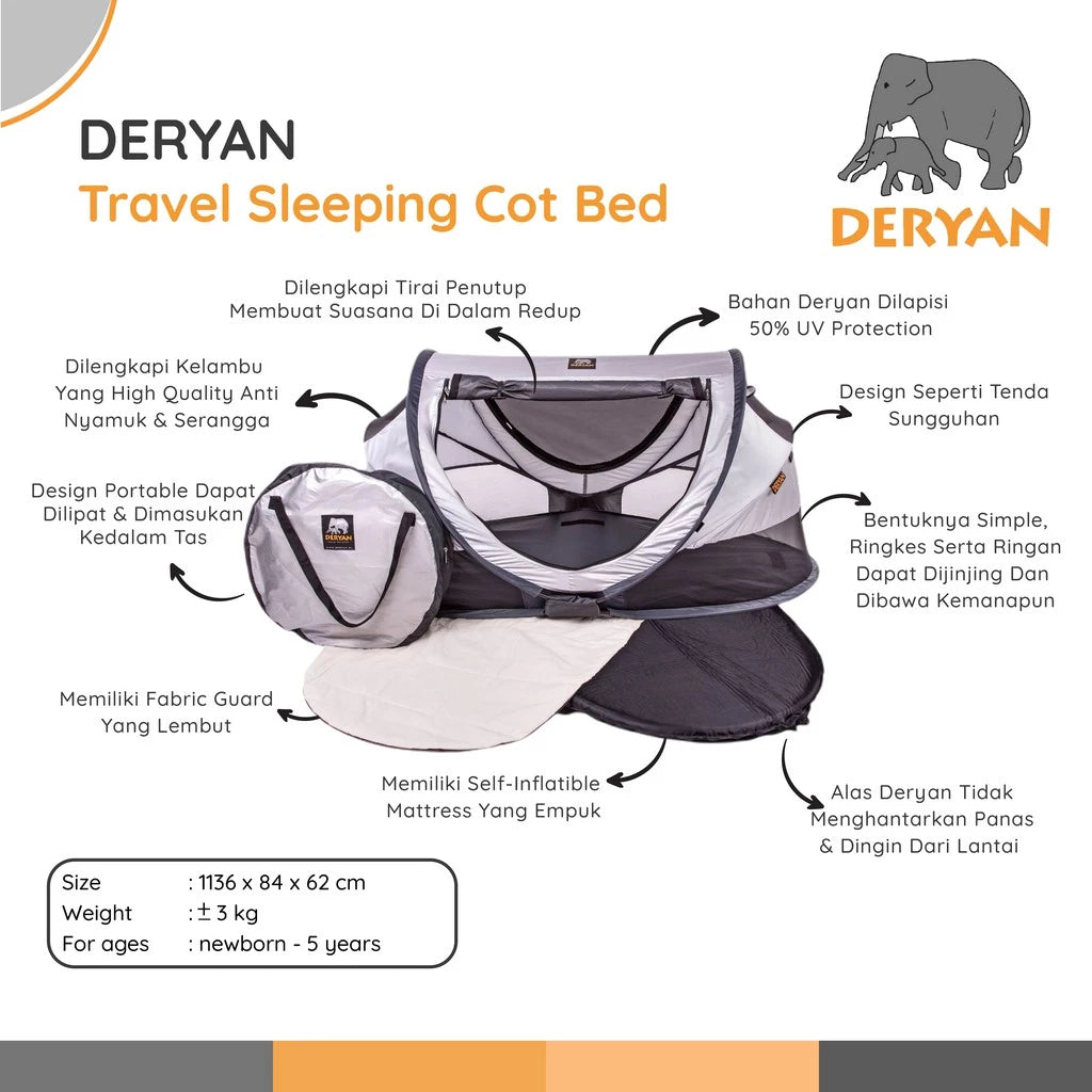 Deryan Tenda Dan Tempat Tidur Portabel Anak – Toddler Luxe Silver