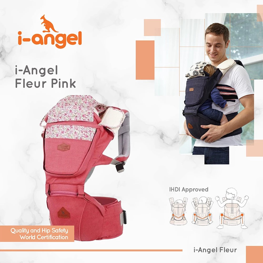 i-Angel Fleur Pink – Gendongan Bayi Hipseat Depan