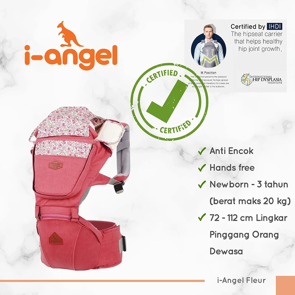 i-Angel Fleur Pink – Gendongan Bayi Hipseat Depan
