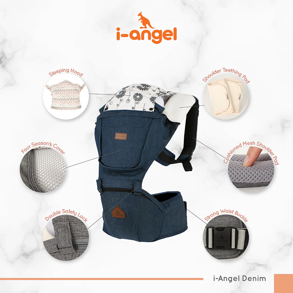 i-Angel Denim - Gendongan Bayi M-Shape | Anti Pegal | Hipseat Depan