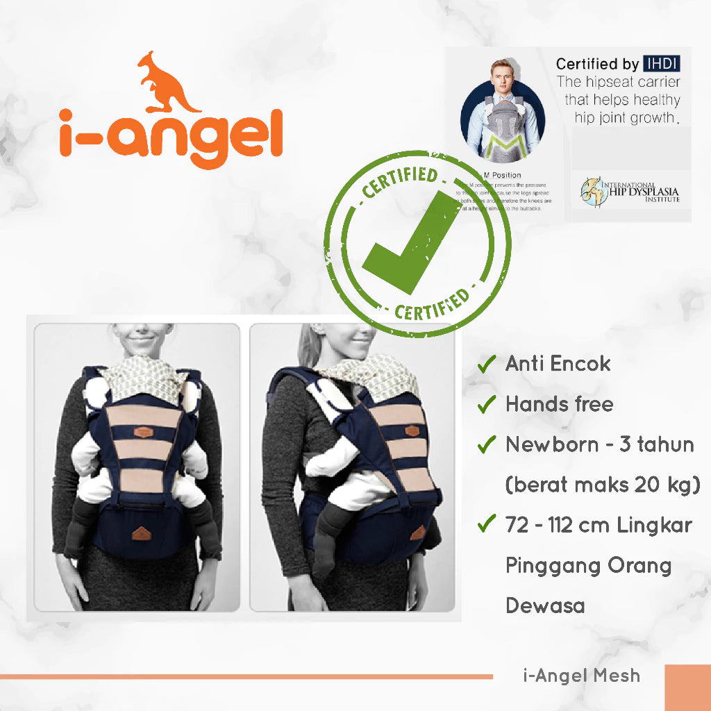 i-Angel Mesh Navy – Gendongan Bayi Hipseat Depan