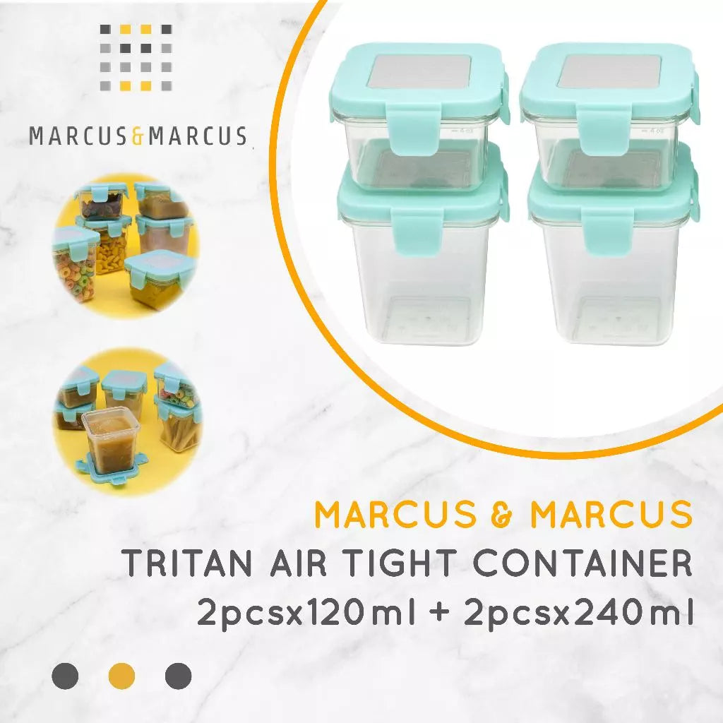Marcus & Marcus Tritan Air Tight Container - Wadah Penyimpanan MPASI Snack Food Container | BPA FREE