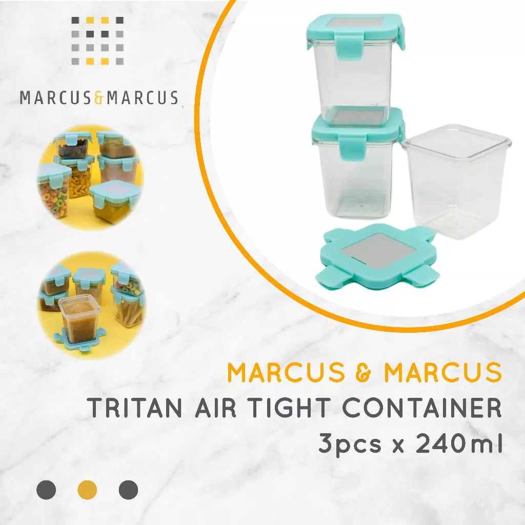 Marcus & Marcus Tritan Air Tight Container - Wadah Penyimpanan MPASI Snack Food Container | BPA FREE
