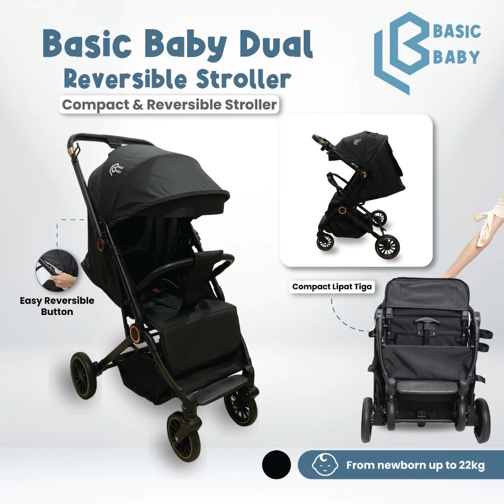Basic Baby Dual Reversible Stroller - Stroller Compact Travelling / kereta dorong / Stroller 2 arah