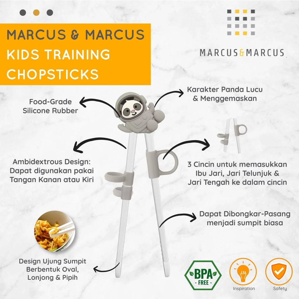 Marcus & Marcus Learning Chopsticks - Sumpit Anak Karakter Silikon Belajar Makan (3+ Tahun) | BPA FREE
