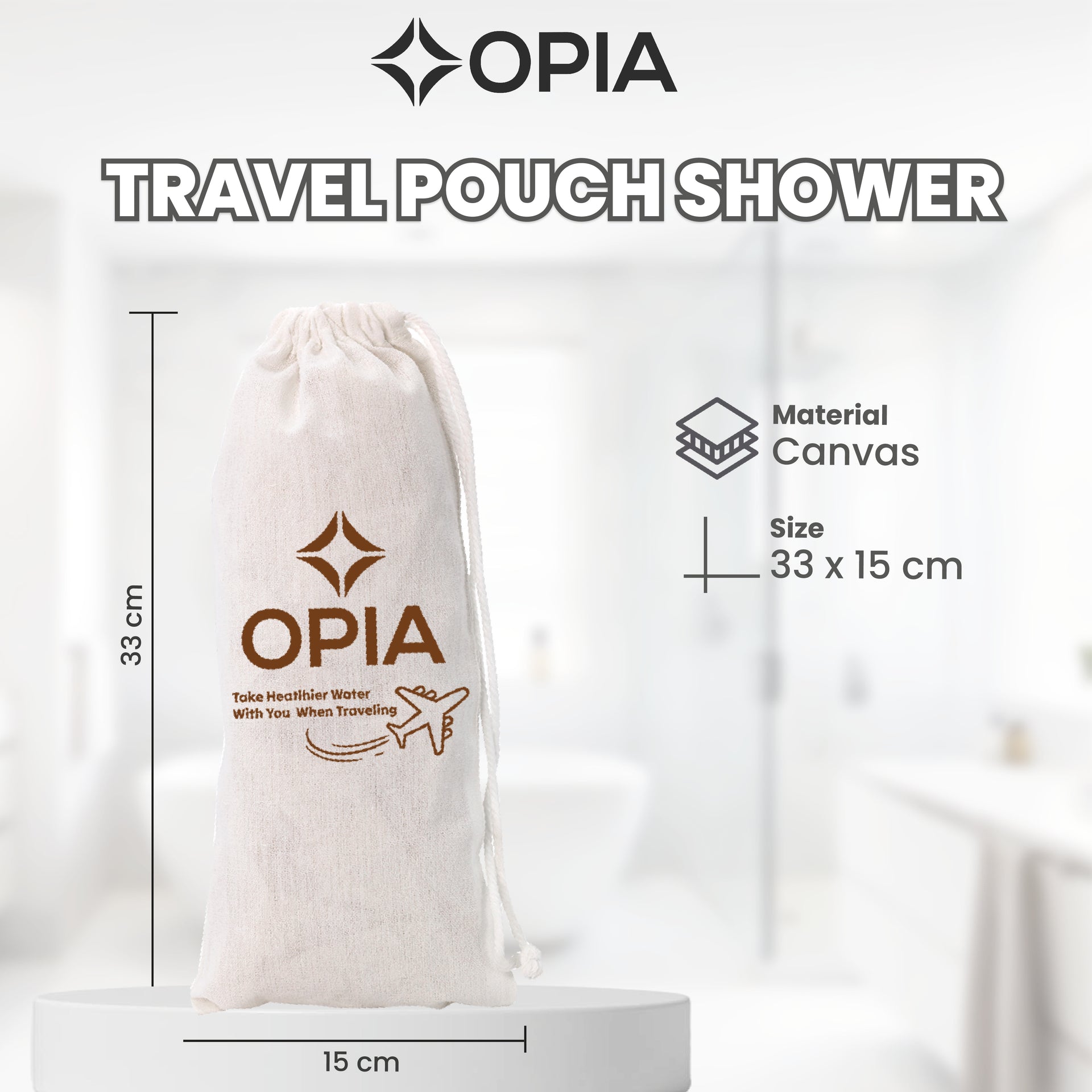 Opia Travel Pouch Shower – Pouch Canvas Premium untuk Shower Filter